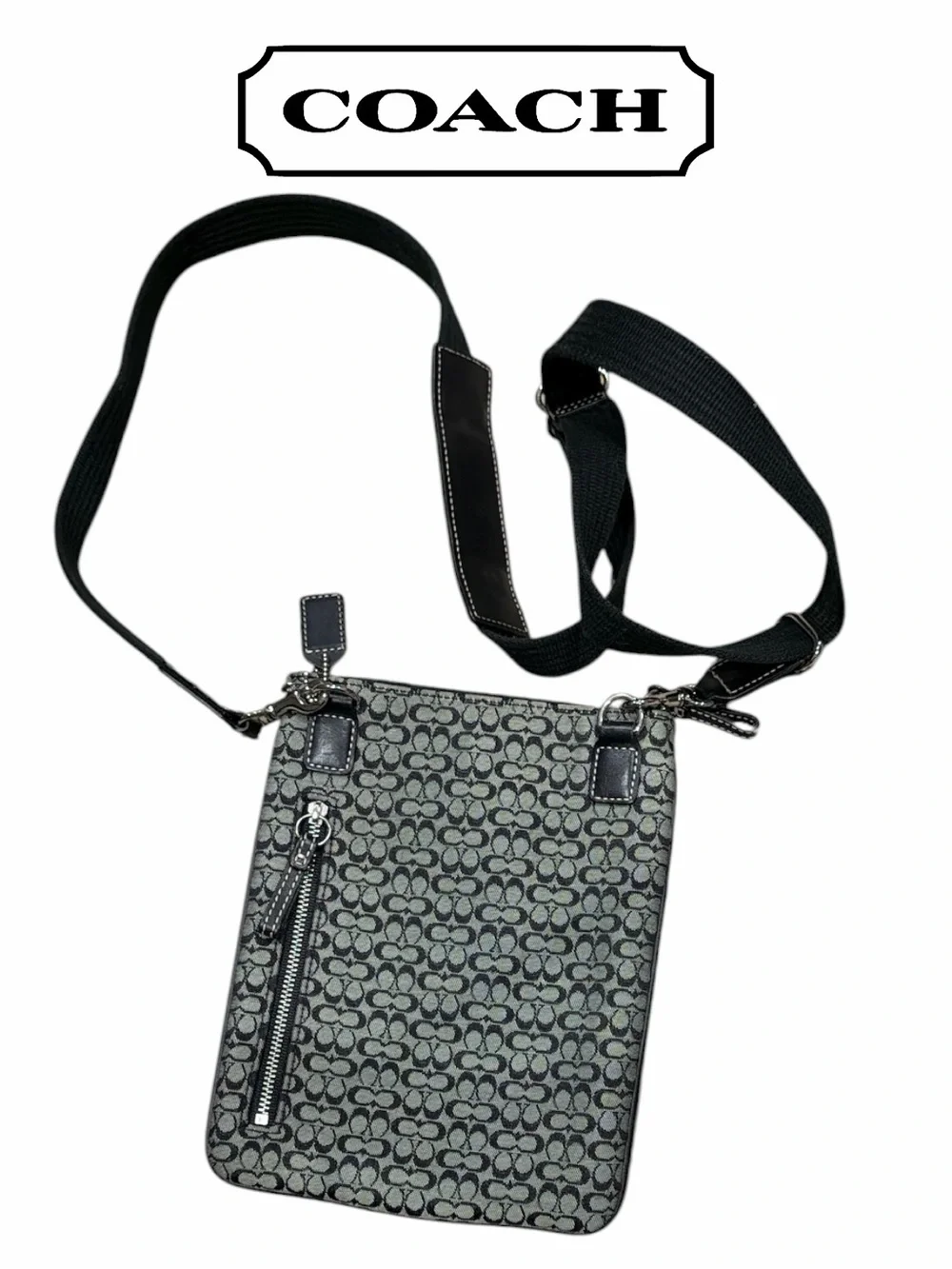 Coach Heritage Stripe Black and Gray Swingpack